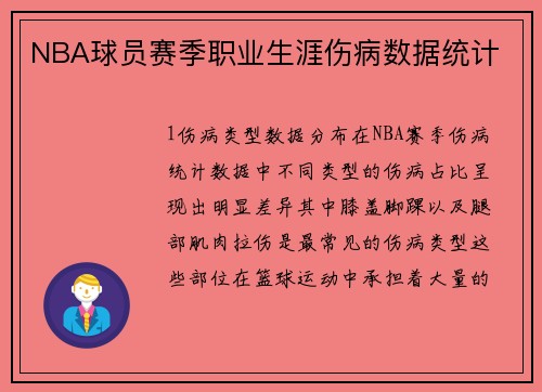 NBA球员赛季职业生涯伤病数据统计